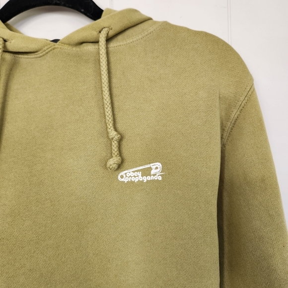 Obey Propaganda Safety Pin Green Hoodie Sweatshirt Streetwear Loungewear Casual - Picture 3 of 5